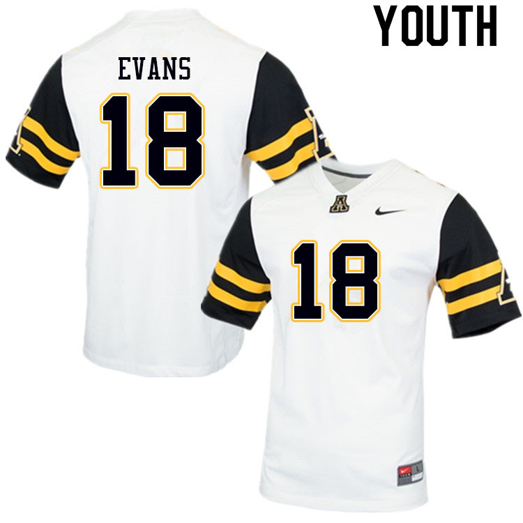 Youth #18 Mike Evans Appalachian State Mountaineers College Football Jerseys Sale-White - Click Image to Close